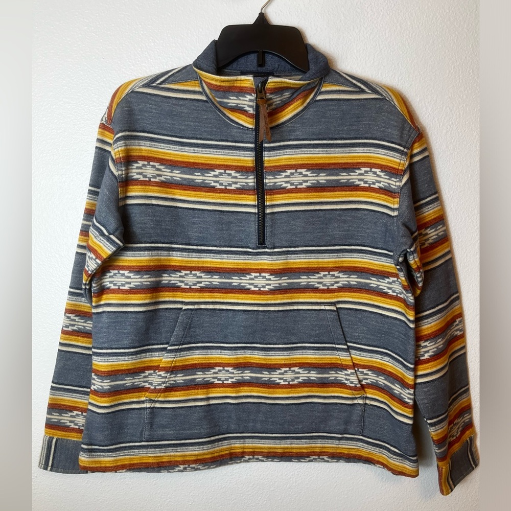Pendleton Women's Doublesoft Half-Zip Pullover Denim Saltillo Stripe Size XS - Picture 2 of 7